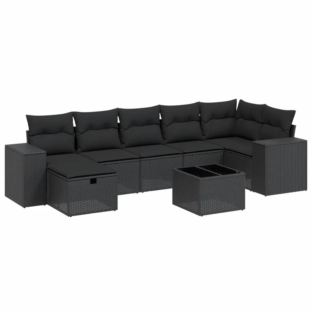 Set Divani da Giardino con Cuscini 8 pz Nero in Polyrattancod mxl 115769