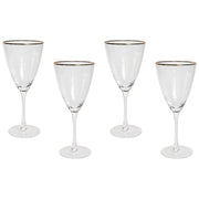 Set di 4 calici da vino in vetro soffiato a mano con bordo dorato 38 cl tavola elegante