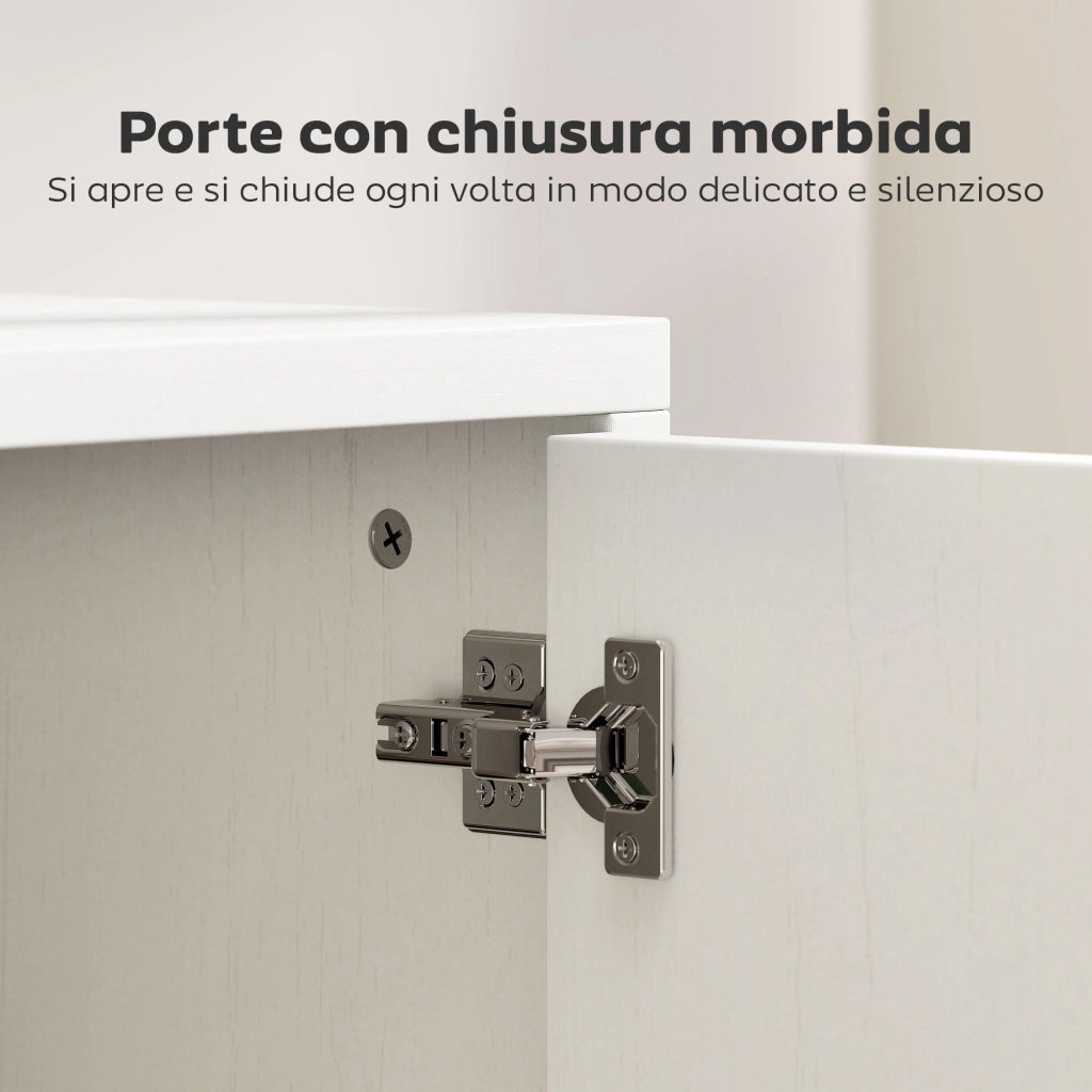 Mobile TV Sospeso o a Terra ¨C Xylo ¨C Bianco con Ante Soft Close, Vetro, fino 55 Pollici