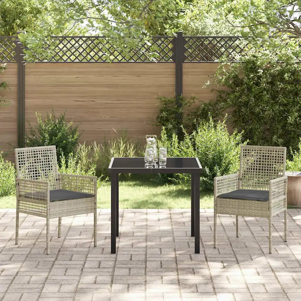 Set da Pranzo per Giardino 3 pcs Grigio chiaro polyrattan