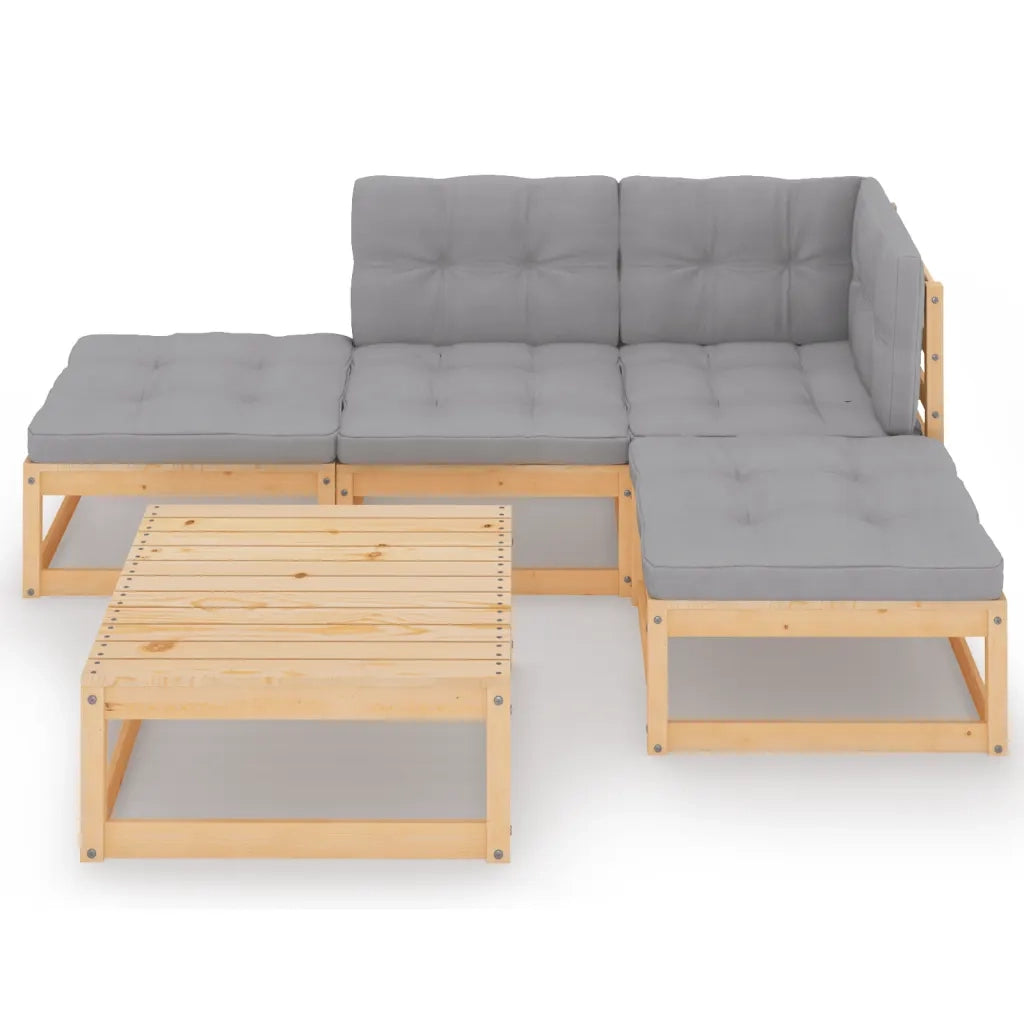 Set Divani da Giardino 5 pz | Set Salotto da Giardino con Cuscini Legno Massello di Pino