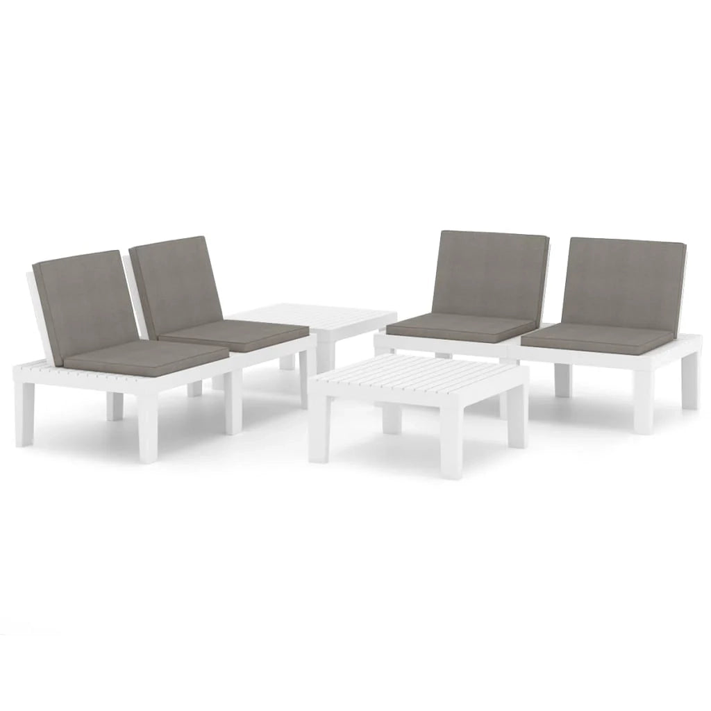 Set di mobili da giardino mobili da esterno 4 pezzi con cuscini in plastica bianca 02_0016171