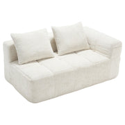Divano 2 Posti con Chaise Longue; Cuscino e Tasche Laterali; in Ciniglia Beige; 158 × 90 × 60 cm