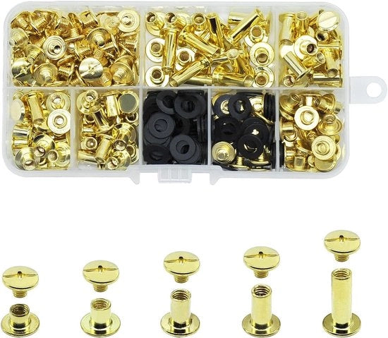 Kit di Viti Chicago - Diverse Dimensioni - 100 Set - Oro - Metallo