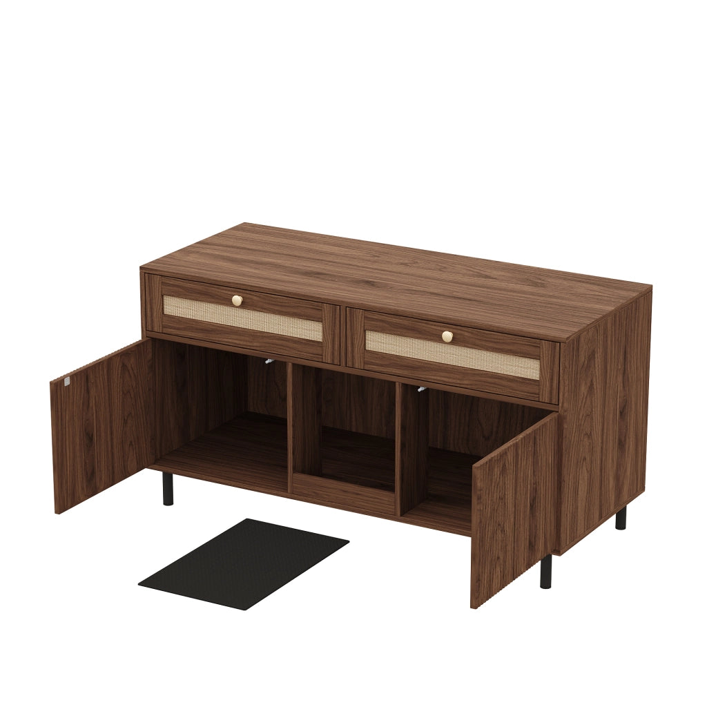 MOBILE PER LETTIERA Doppia porta 120x50x65 cm MDF Noce con tappetino raccogli-sabbia