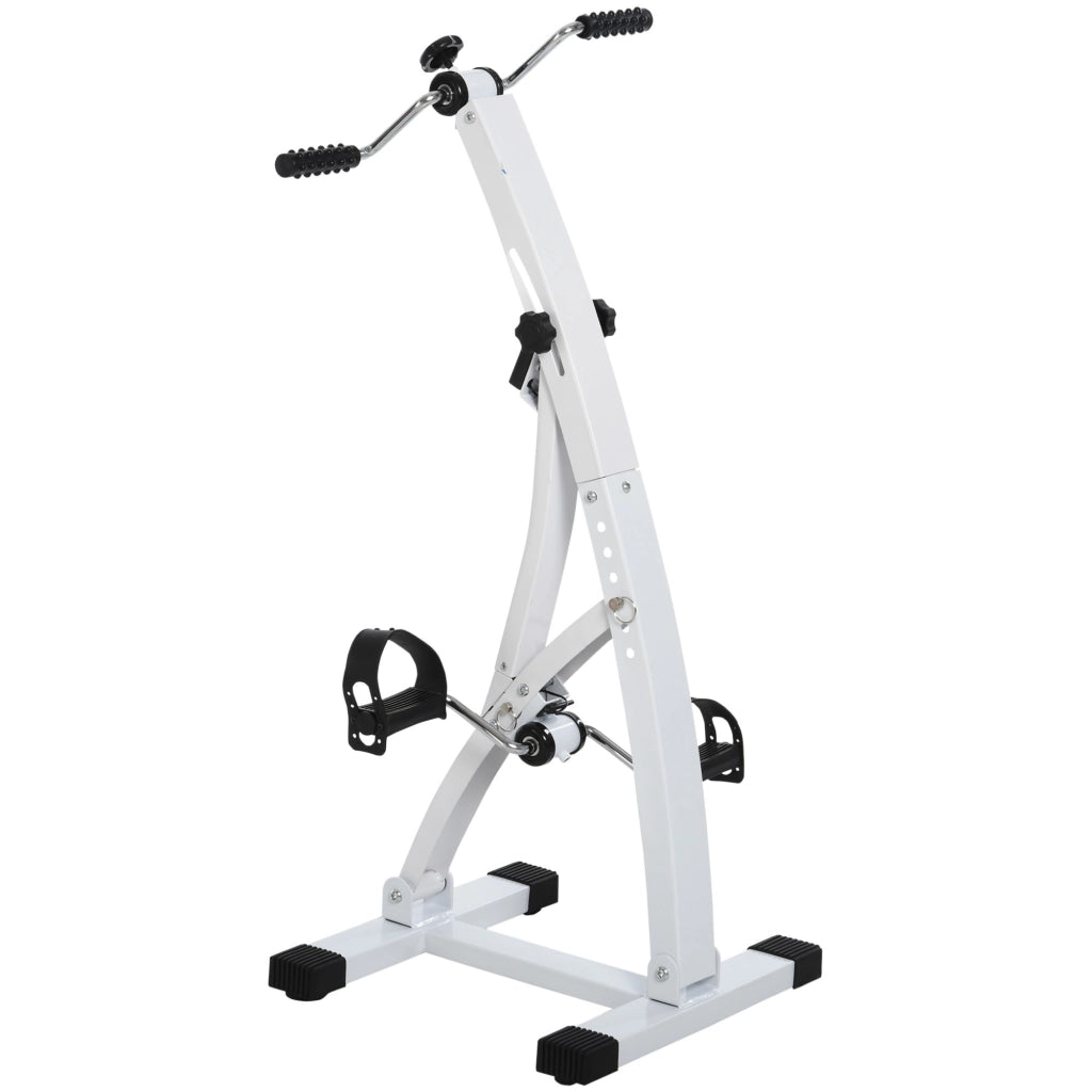 Pedaliera Braccia e Gambe con Display LED, Altezza e Resistenza Regolabile, per Casa, Bianco, 40x42.5x100cm