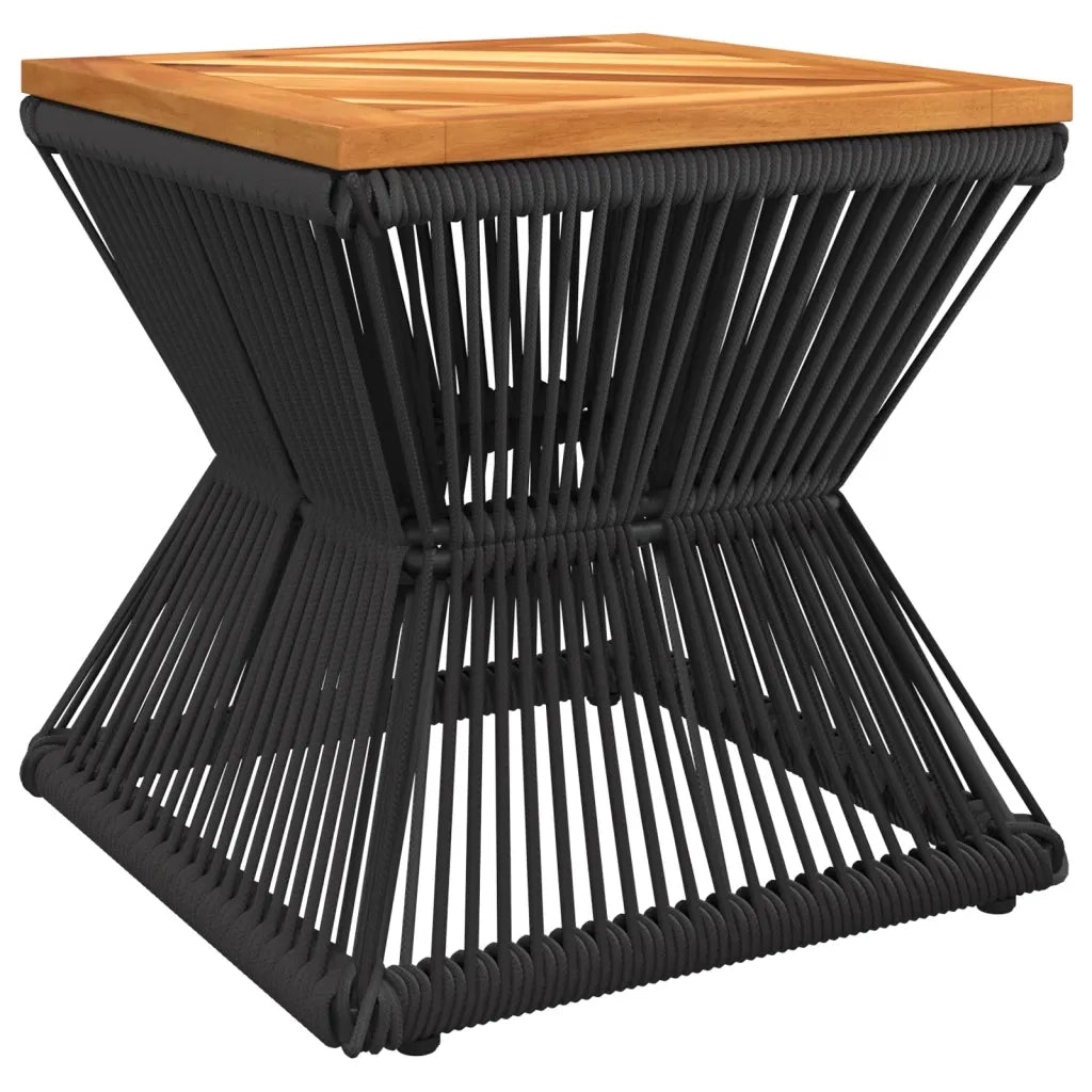 Tavolino-Tavolino da soggiorno-Tavolo Base in Filo Metallico Nero 38x38x38cm Massello Acacia