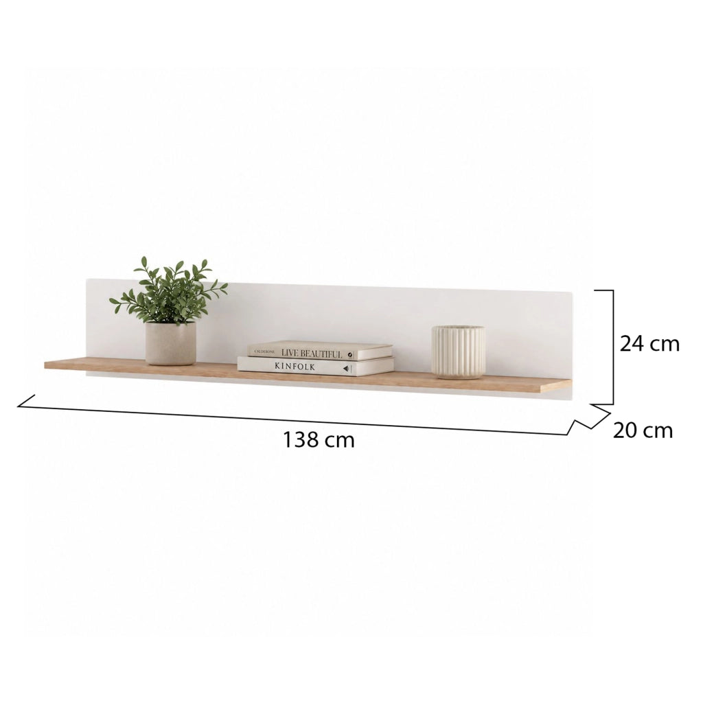 Norbio, Mensola un Ripiano, 138x20x24h cm Bianco Opaco