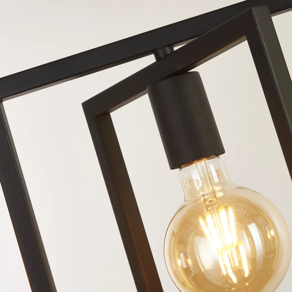 Lampadario Contemporaneo Plaza Acciaio Nero 4 Luci E27