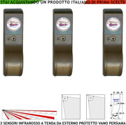 Infrarosso 3 Pezzi Rilevatori Movimento Dual Pir a Tenda Esterno Marroni Per Vano Finestra Rilevano Estraneo Inviano Allarme Portata 8 MT 60° Vert. 7° Oriz. Aliment. 12 V Assorb. 10 mA Cover ABS IP31