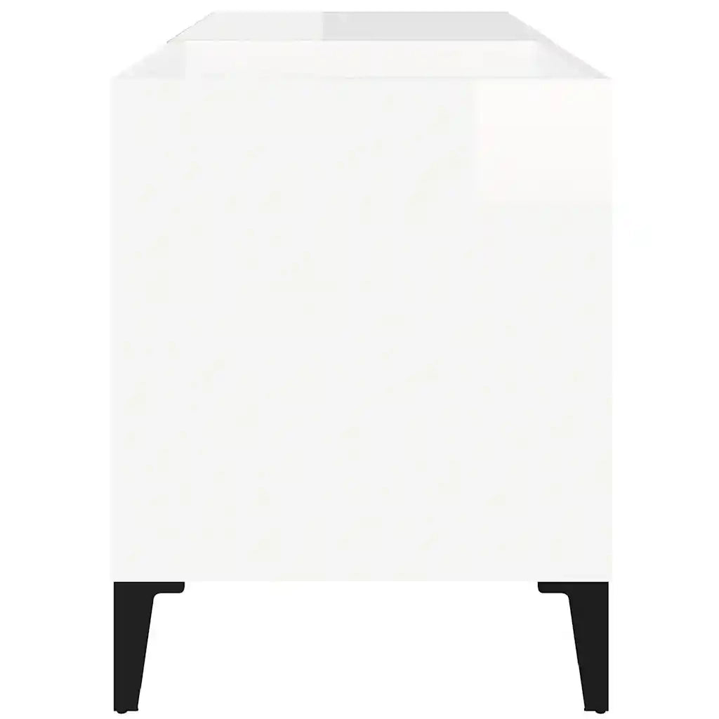 Mobile Porta Dischi Bianco Lucido 84,5x38x48 Legno Multistrato 831951