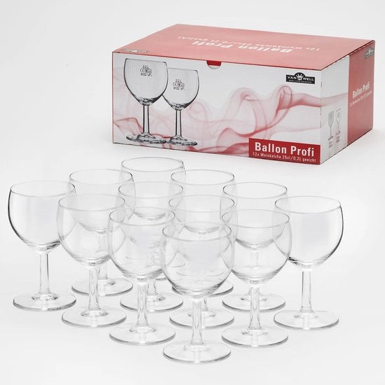 Set di bicchieri da vino professionale da 12 pezzi - resistente alla lavastoviglie 0,2 l e 0,25 l