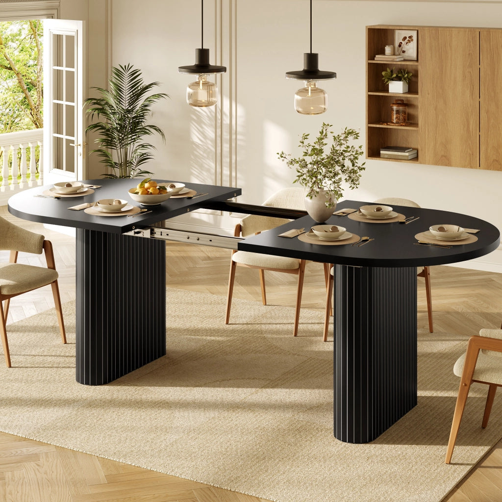 Tavolo da pranzo allungabile con piano regolabile; in MDF e metallo; nero; 120 × 80 × 75;5 cm