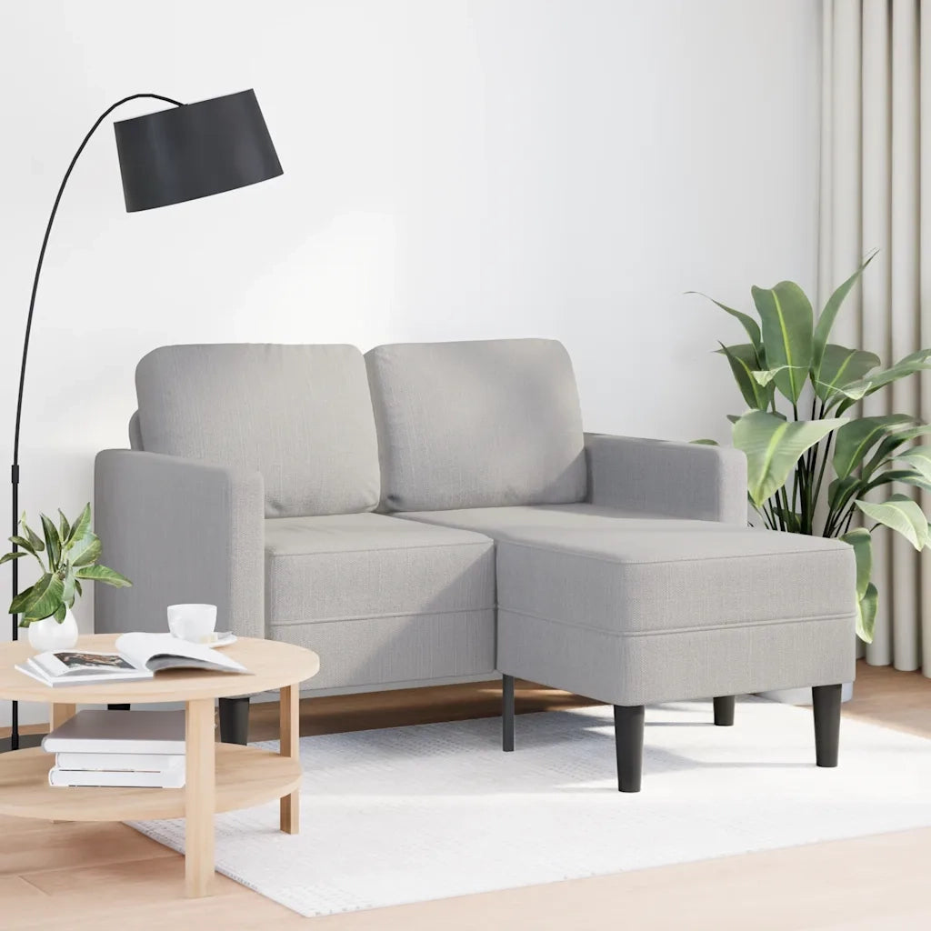 Divano 2 Posti con Chaise a L Grigio Nuvola 125 cm in Tessuto 4107067