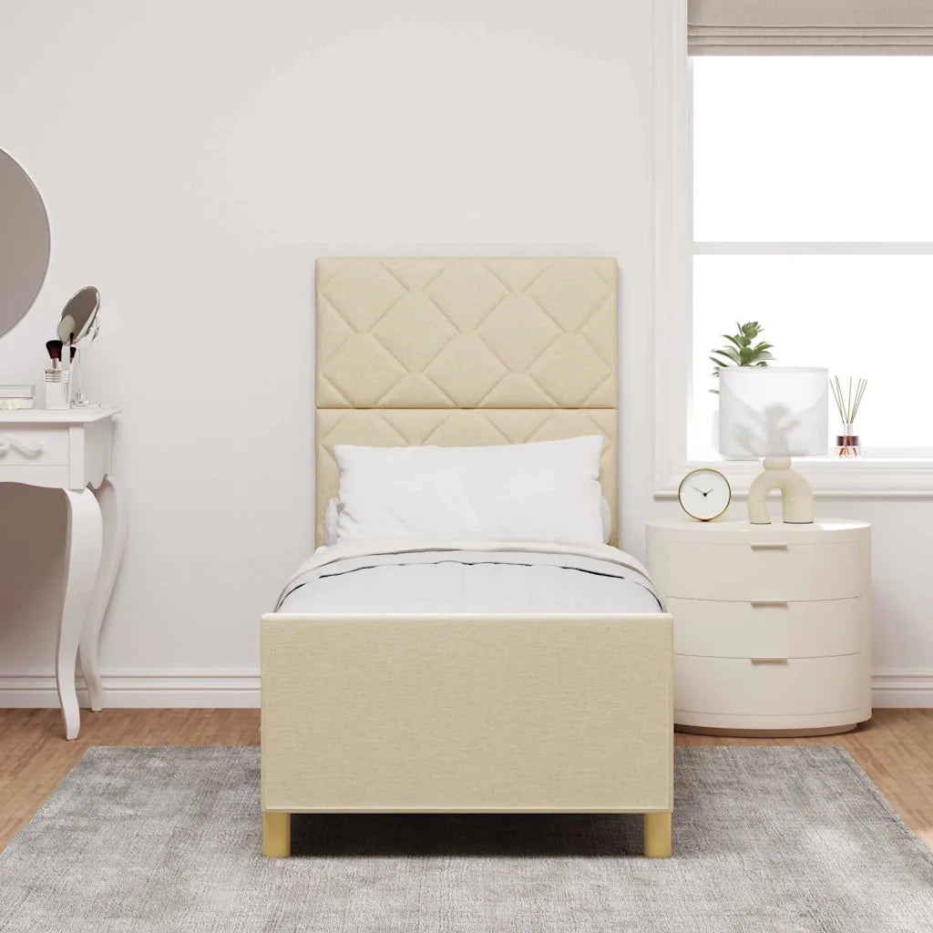 Struttura del letto con testiera Crema 80 x 200 cm Tessuto 3344765