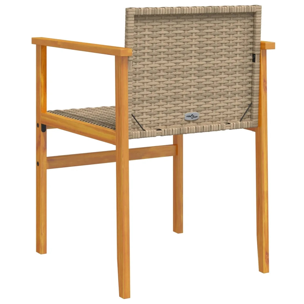 Sedie Giardino con Cuscini 2 pz | Sedie da Esterno Beige Polyrattan Legno Massello
