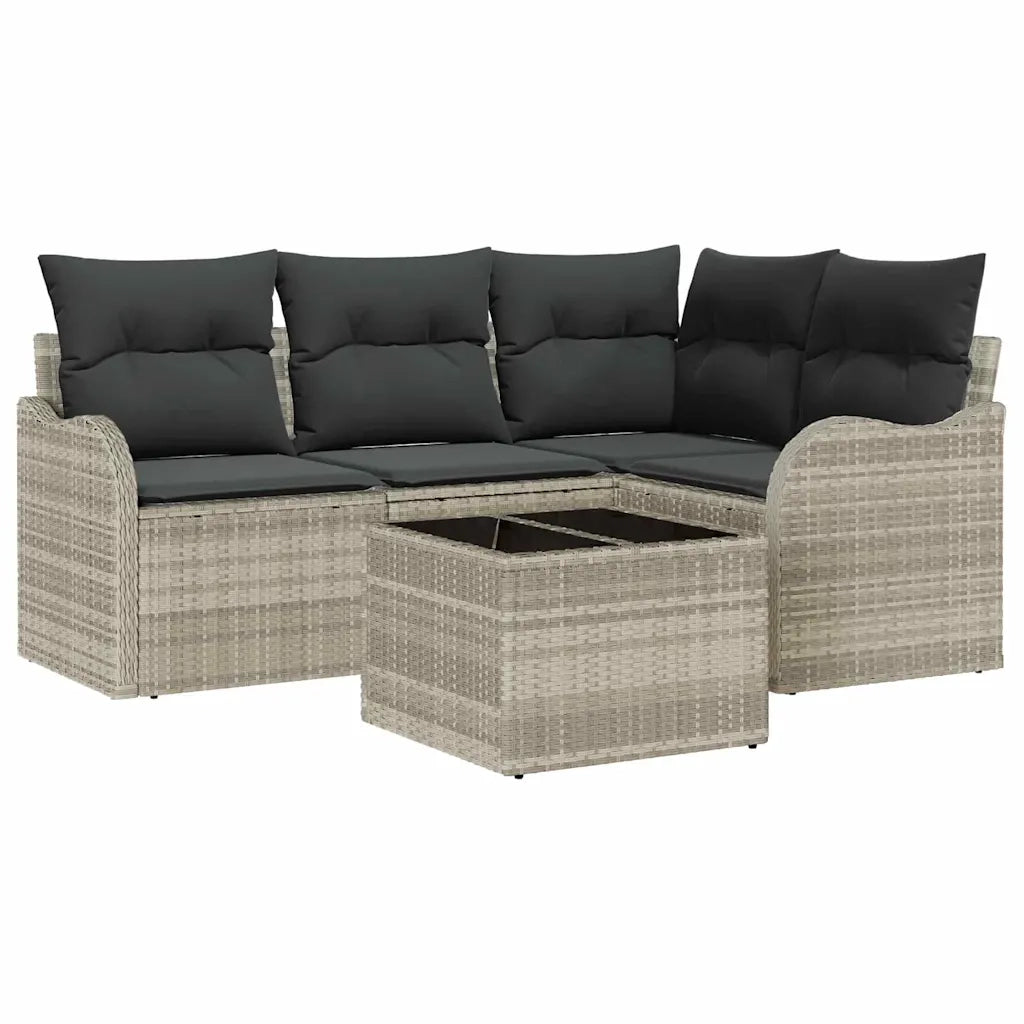 Set Divano da Giardino 5 pcs Grigio polyrattan 3354361