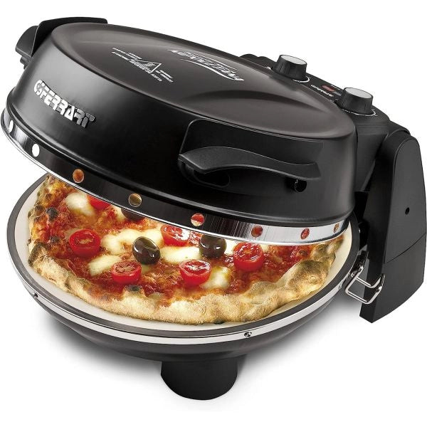 G3 ferrari g10032 pizzeria snack napoletana, forno pizza plus evo, doppia pietra refrattaria (diametro 31 cm), 1200 w, timer 5, ricettario incluso, nero - 141442