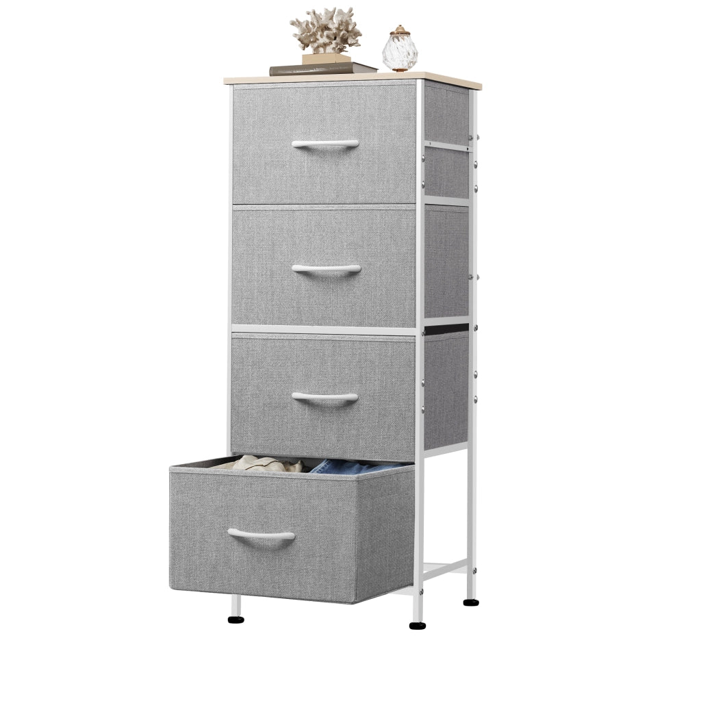Cassettiera con 4 cassetti in tessuto ¨C zephmum ¨C grigio chiaro 60x40x