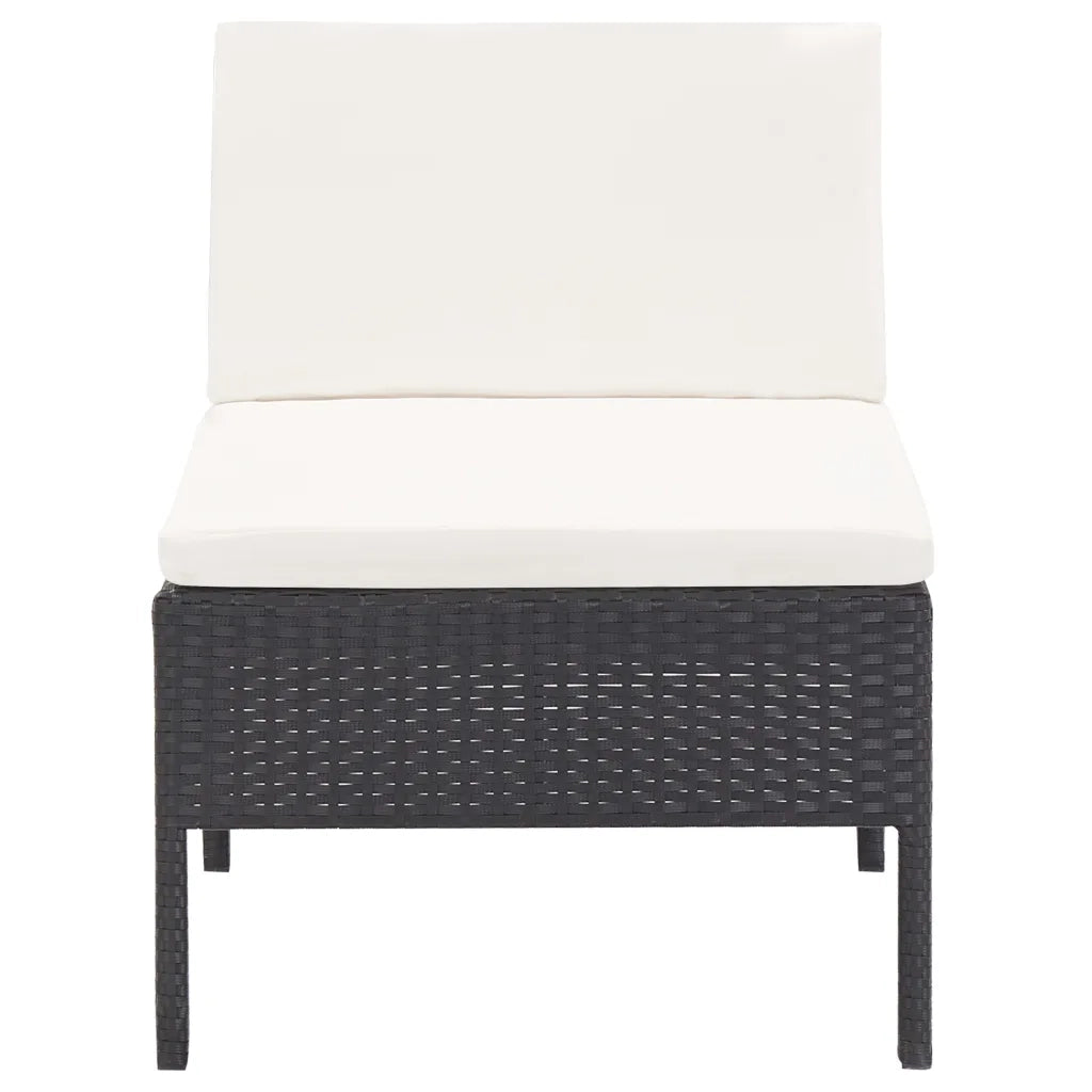 Set Divani da Giardino 6 pz con Cuscini in Polyrattan Nero 48936