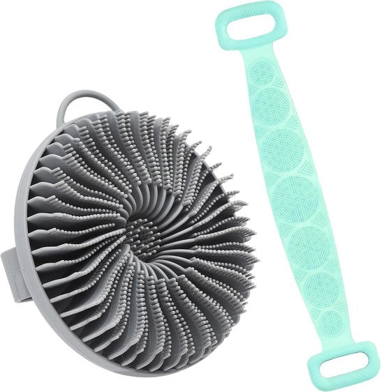 Scrubber per il Corpo con Asciugamano, Set di Borsette per la Doccia in Silicone, Spazzola per il Corpo in Silicone, Spazzola Exfoliante morbida, Scrubber in Silicone per Uomini, Donne, Bambini, Animali domestici, Pelle Sensibile