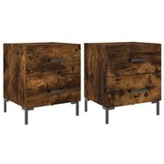 Set di 2 Comodini | Armadio da Notte | Mobiletto da notte Rovere Fumo 40x35x47,5 cm in Legno Multistrato
