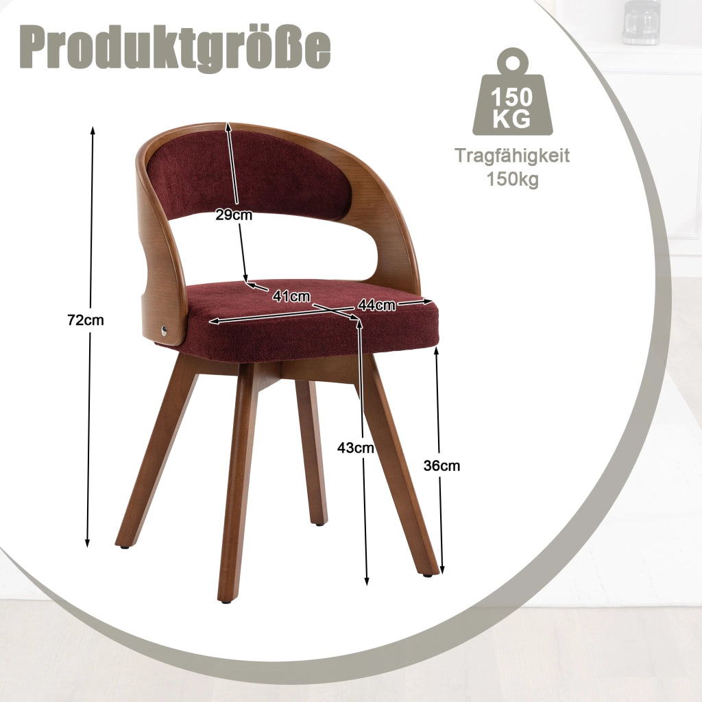 Sedia da Pranzo Girevole in Legno con Cuscino e Schienale Curvo ¨C MINIMAL ¨C Tessuto Naturale