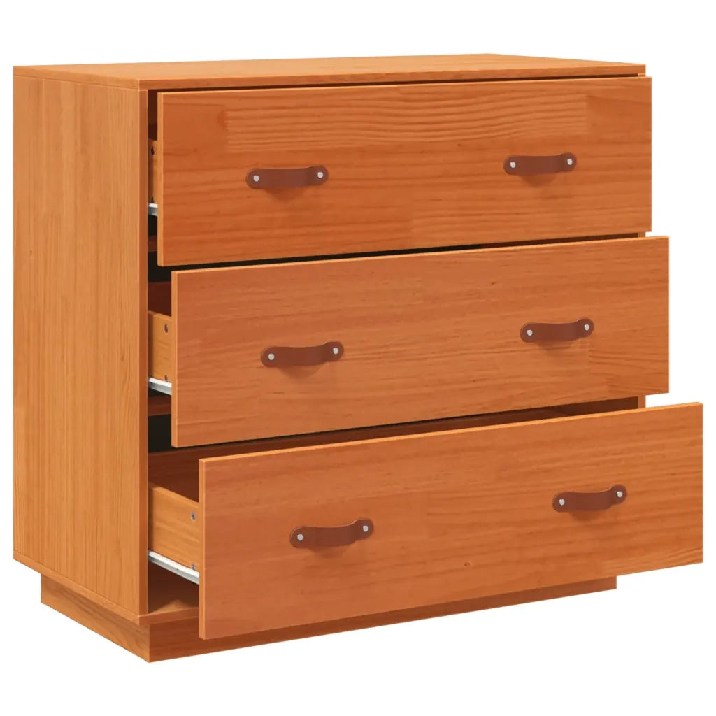 Credenza Marrone Cera 80x40x75 cm in Legno Massello di Pino