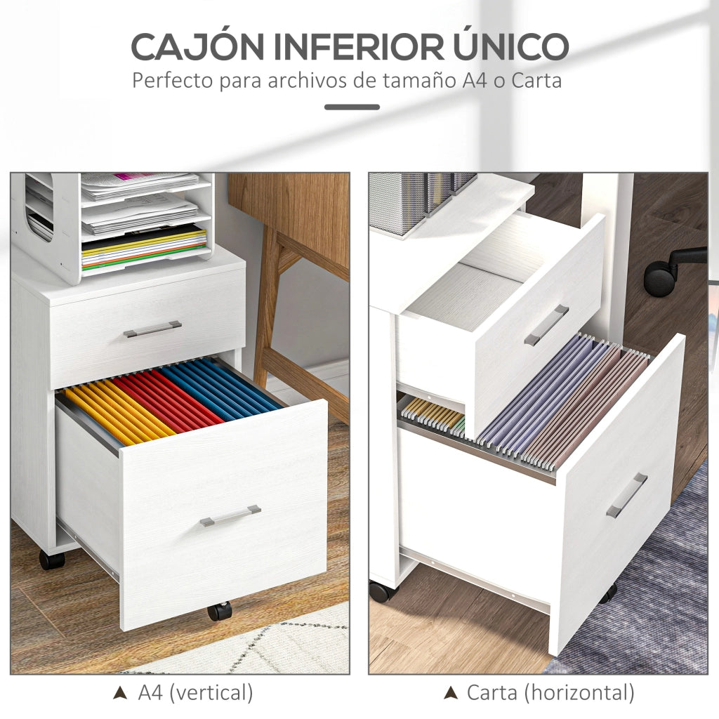 Scrivania con cassettiera ¨C zephmum ¨C 39,5x39x58,5 cm bianco