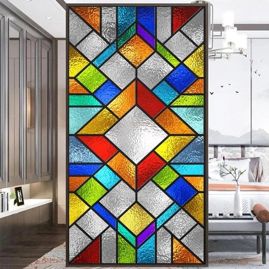 Foglia di vetro per finestra - Privacy per finestra - Decorazione delle finestre - Adesivo statico senza colla - 65 x 140 cm - Nero