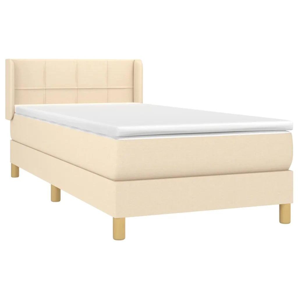 Giroletto a Molle con Materasso Crema 100x200 cm in Tessuto 3130254