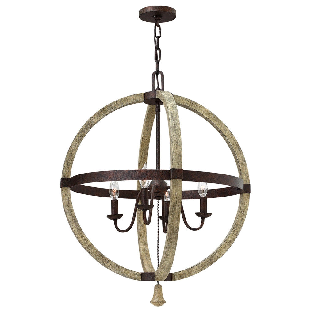 Lampadario Middlefield vintage legno 4xE14 Hinkley