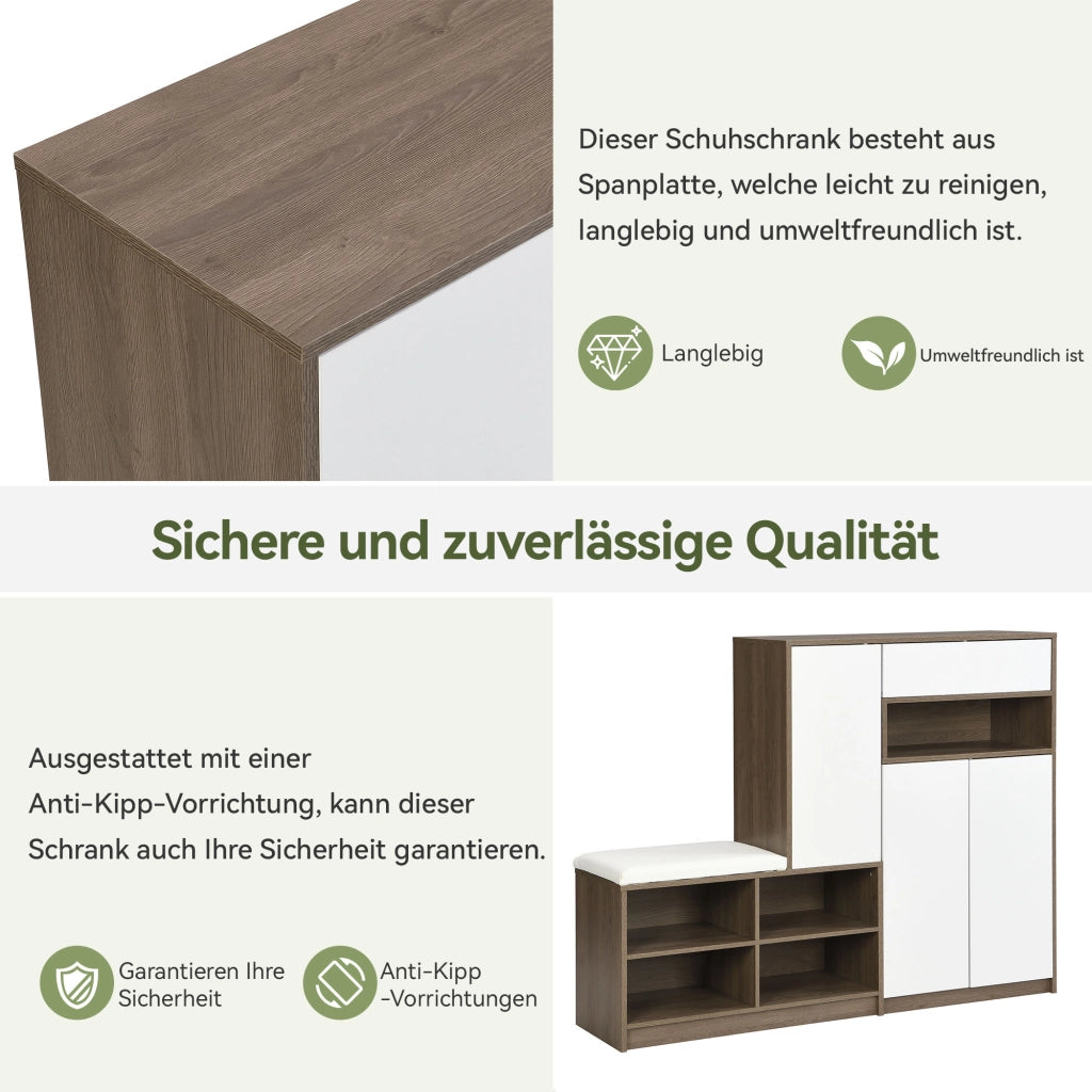 Panca Scarpiera con Seduta Imbottita e Ripiani Regolabili ¨C MINIMAL ¨C Bianco, 140x35x110 cm