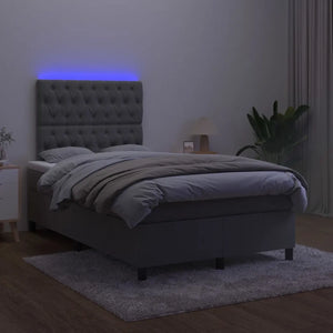 Letto a Molle con Materasso e LED Grigio Scuro 120x200 cm 3136294