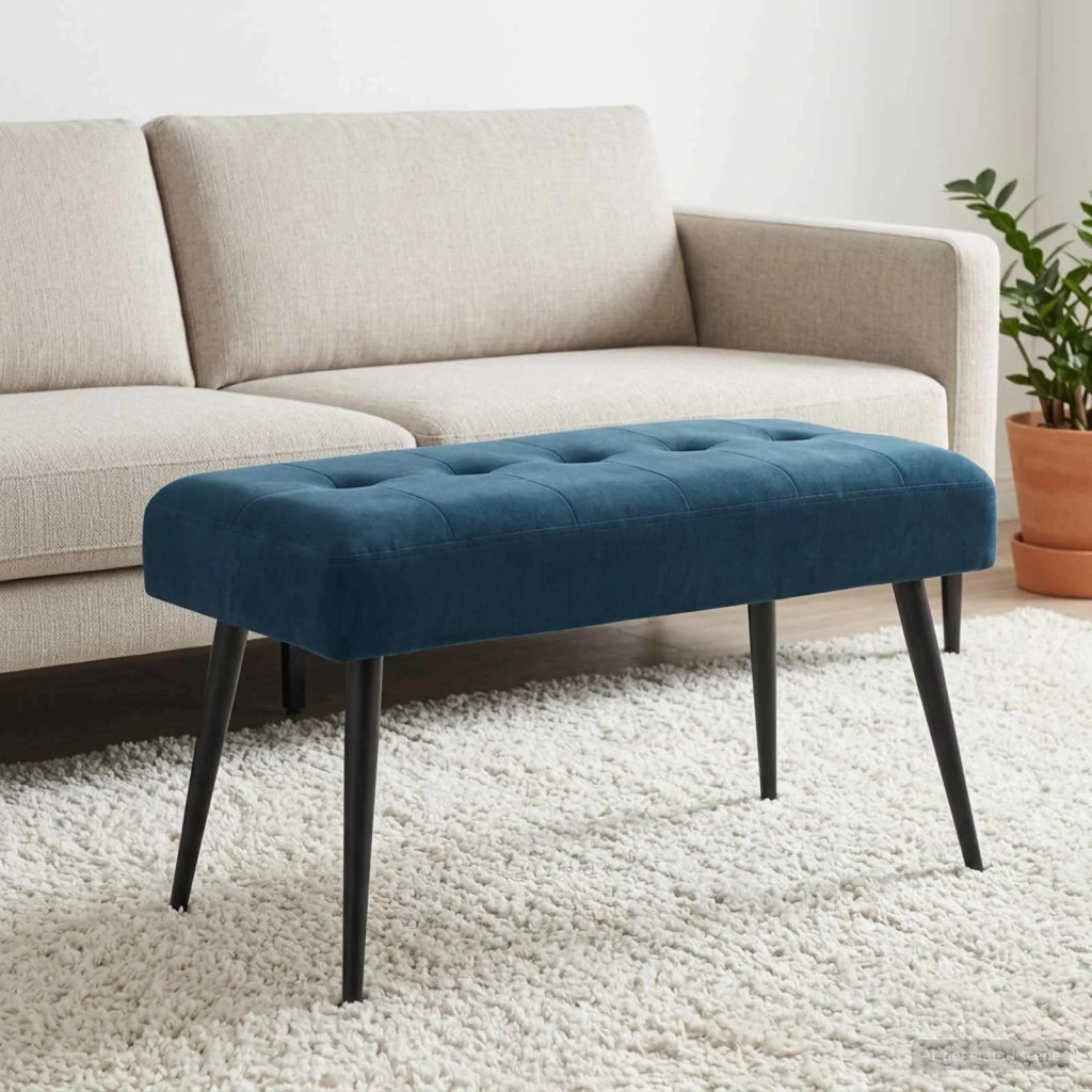 Panchina con bottoni imbottiti Blu 80 x 40 x 46 cm Velluto 42038524
