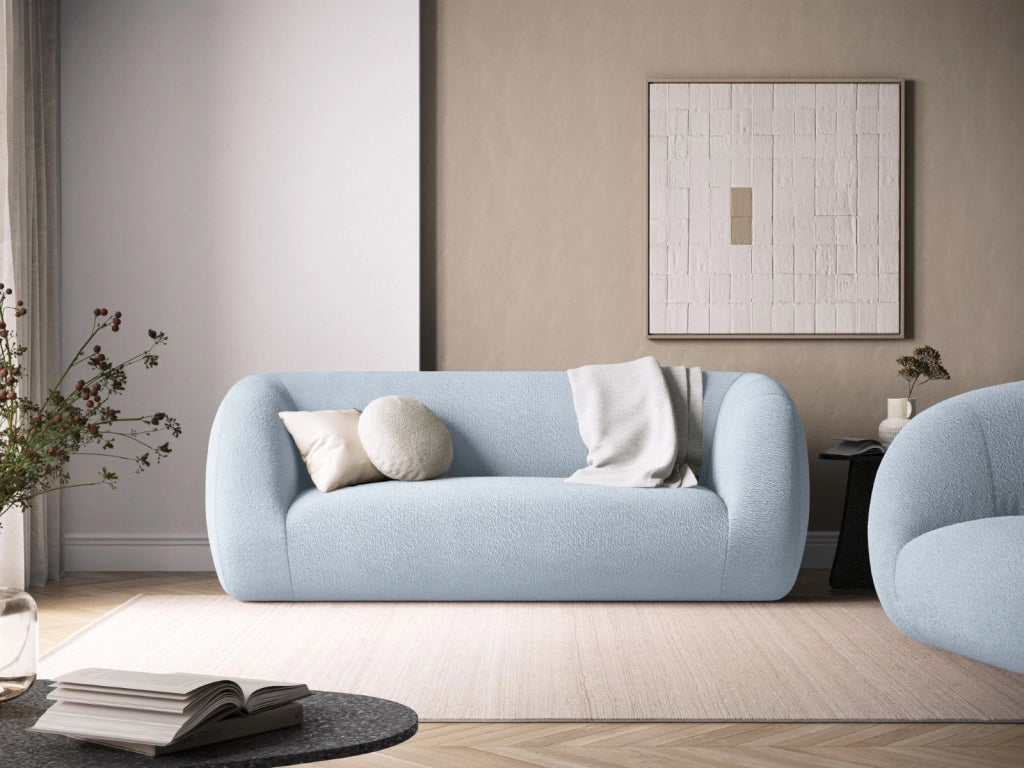 Cosmopolitan Design - Divano "Essen" 2 posti in bouclé azzurro 