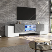mobile TV 180 x 40 x 46,5 cm bianco e grigio con LED Bluetooth e vani