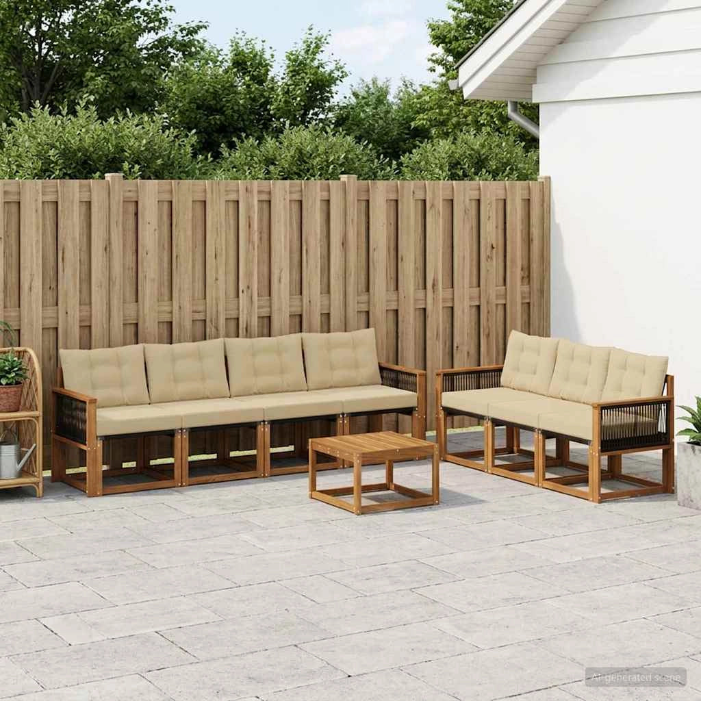 Set di divani da esterno 8 pz Naturale e Beige 3381825