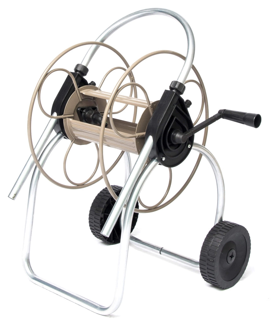 Carrello Avvolgitubo Manuale 60 mt in Acciaio Zincato Tortora