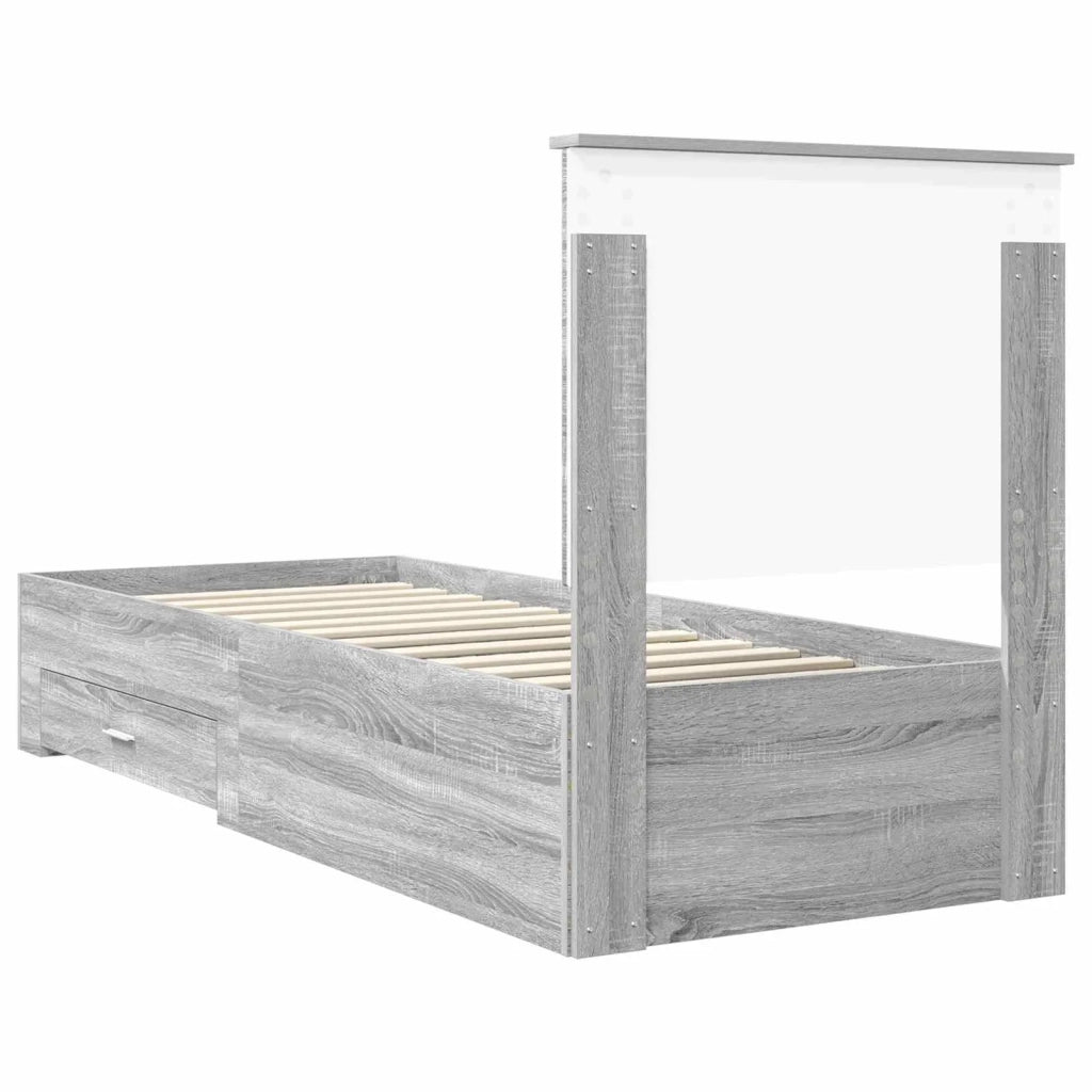 Struttura del letto-Giroletto Grigio Sonoma e Argento 70 x 190 cm