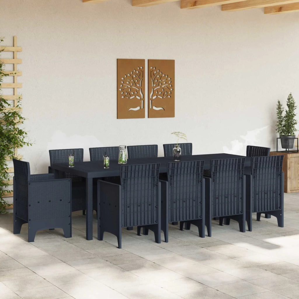 Set da Pranzo per Giardino 11 pcs Antracite Polipropilene 3378592