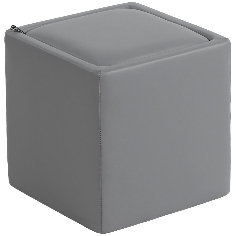 Pouf contenitore quadrato 40x40x40 cm in similpelle grigio con vano interno 44 L