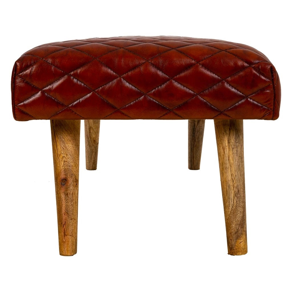 Sgabello in pelle rossa 115x53x38h
