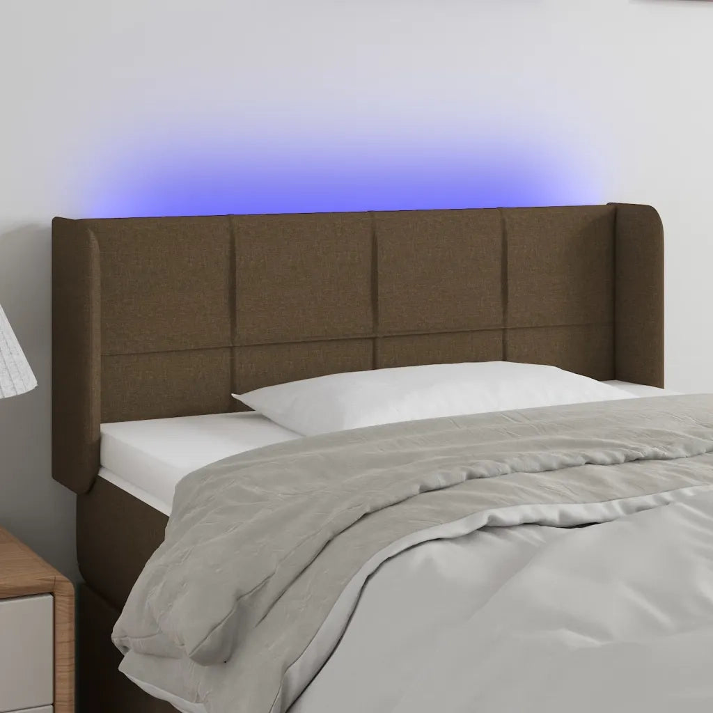 Testiera | Testata a LED Marrone Scuro 103x16x78/88 cm in Tessuto