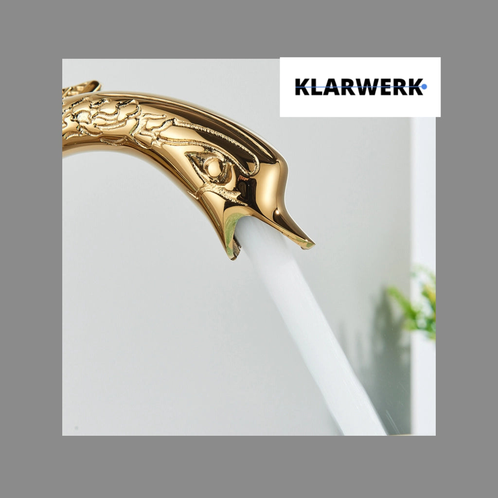 ADRIAN | Rubinetto da bagno alto di design in acciaio inossidabile con aspetto cigno | per lavabo di lusso dorato per ristorazione alberghiera |