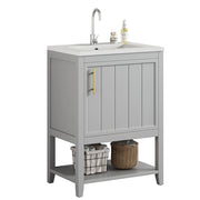 Mobile sottolavabo con lavabo in ceramica; ripiani interni; a pavimento; per bagno; 61 × 47 × 87 cm