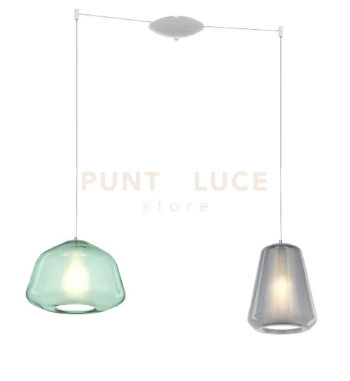 SOSPENSIONE BIANCO 2 LUCI SPOSTABILE VETRI ALPHA VE + GAMMA AM 1176BI-S2 S AG-MC