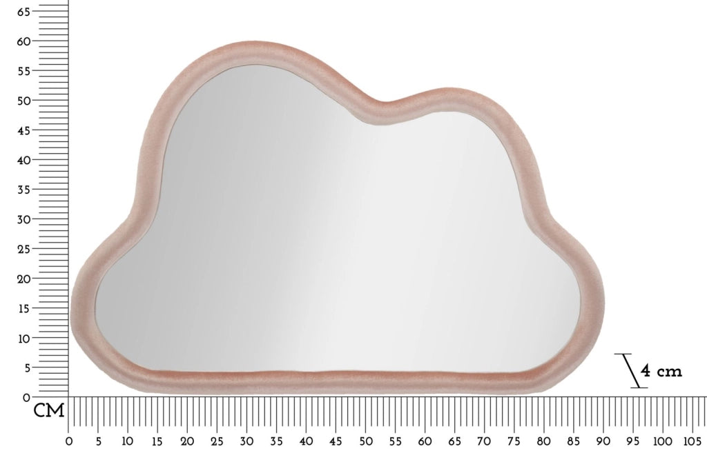 Specchio da Muro Cloud Velluto Rosa 90x4x60 cm in MDF e Poliestere e Specchio Rosa