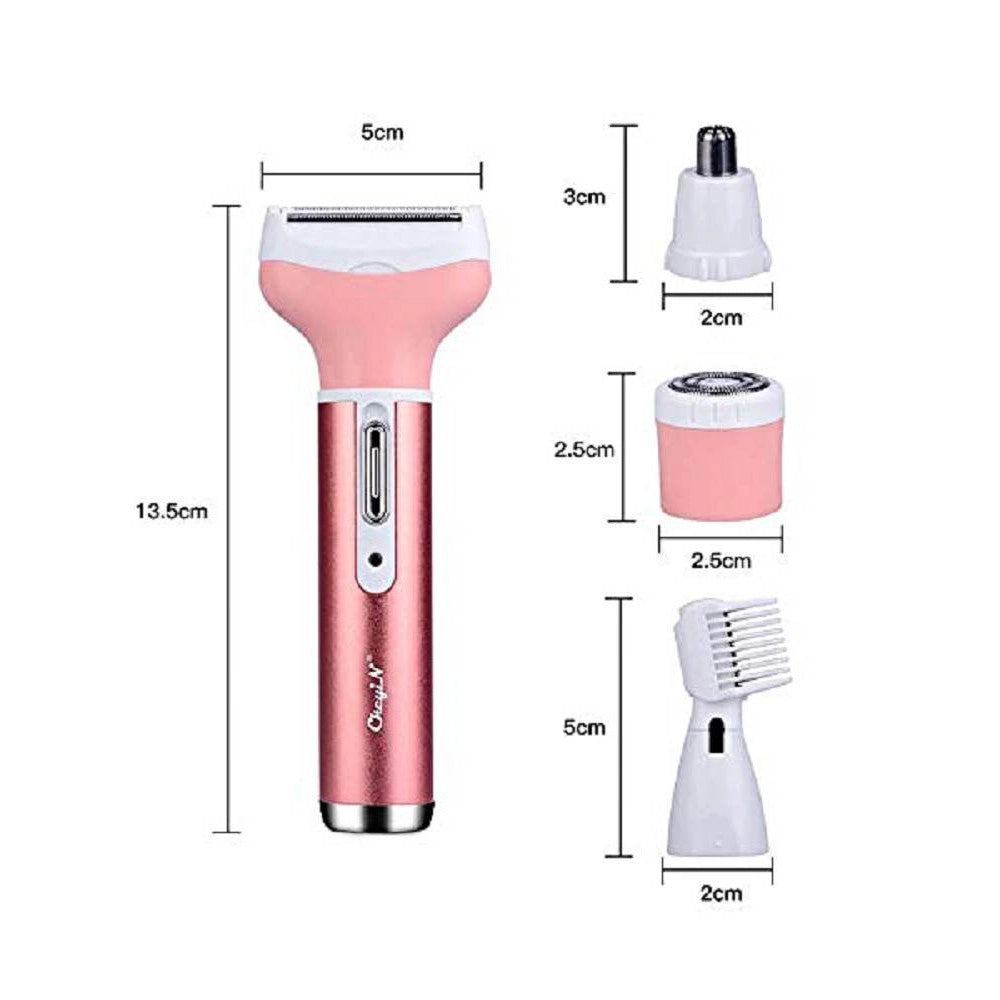 Trade Shop - Kit Rasoio Rifinitore Depilatore Da Donna Ricaricabile Elettrico 4 In 1 Gm-3074 -