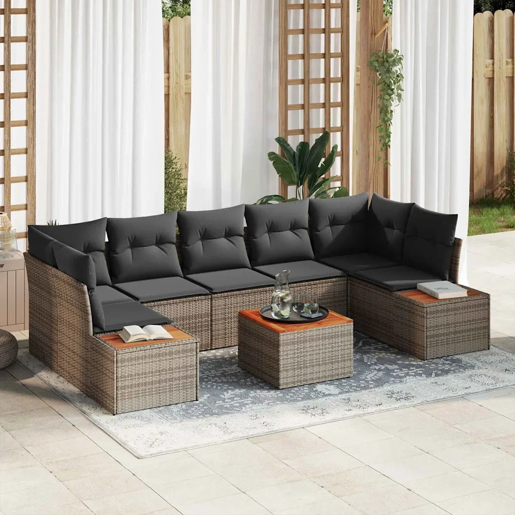 Set Divano da Giardino con cuscino 8 pcs Grigio Poly Rattan 3356714